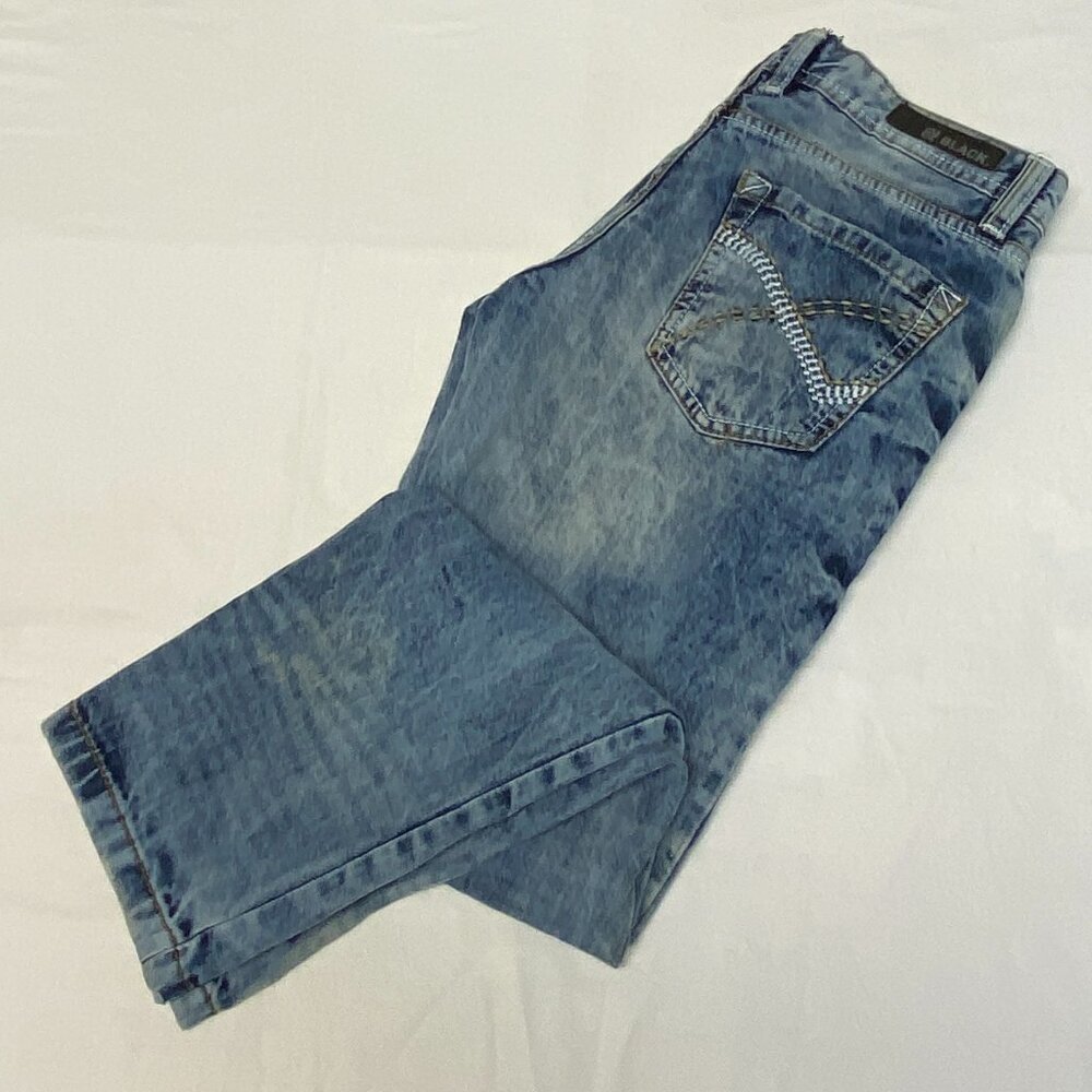 CJ Black Distressed Slim Denim Jeans Faded Medium Wash 28 Embroidered Pocket - Picture 10 of 14